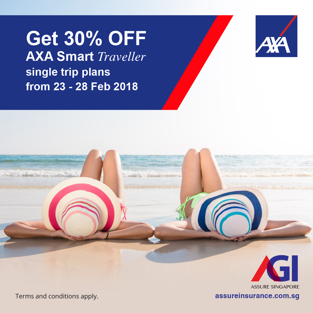 30% OFF AXA Smart Traveller single trip plans from 23 - 28 Feb 2018