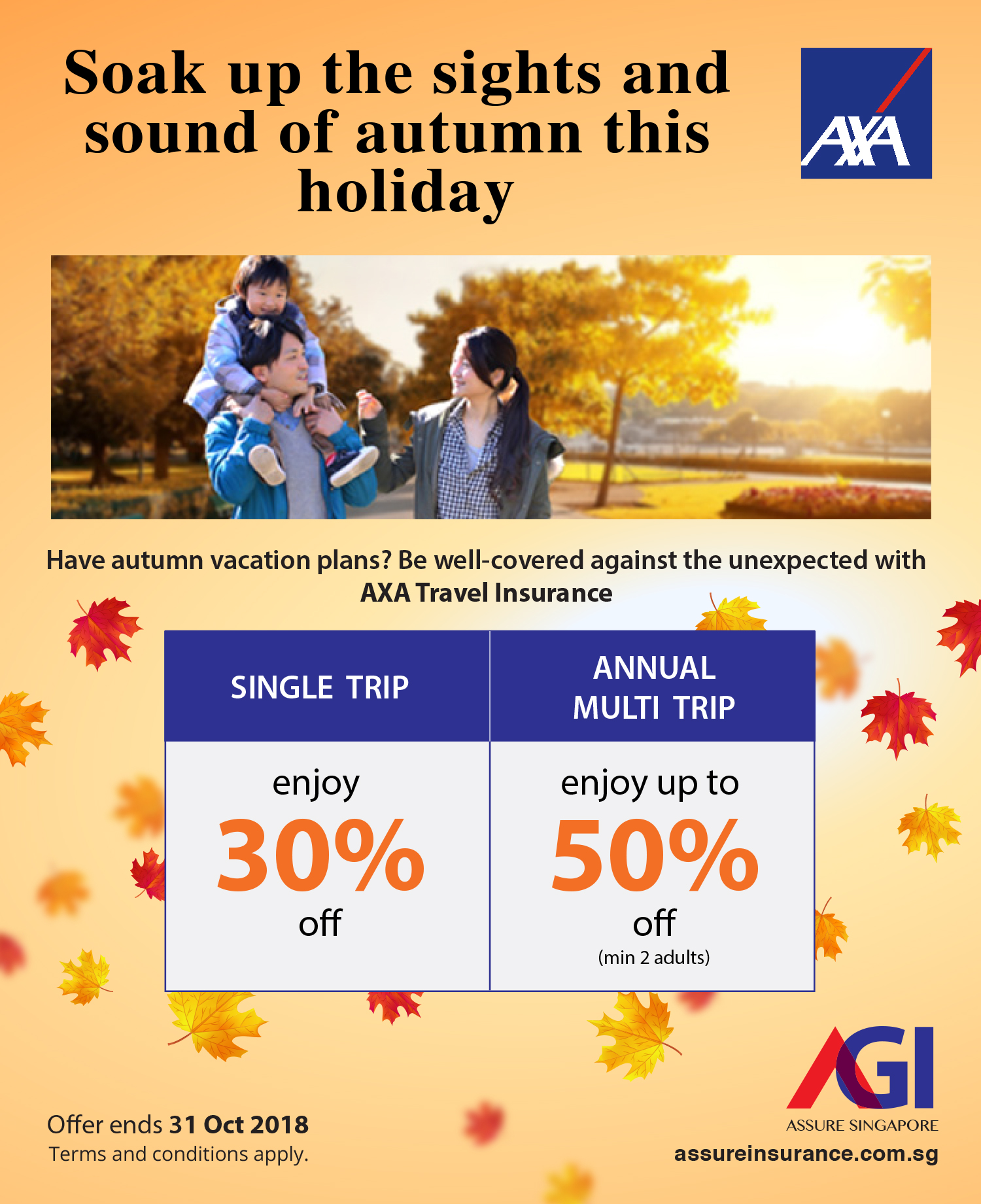 AXA Travel Insurance Promotion from now till 31 Oct 2018 Assure