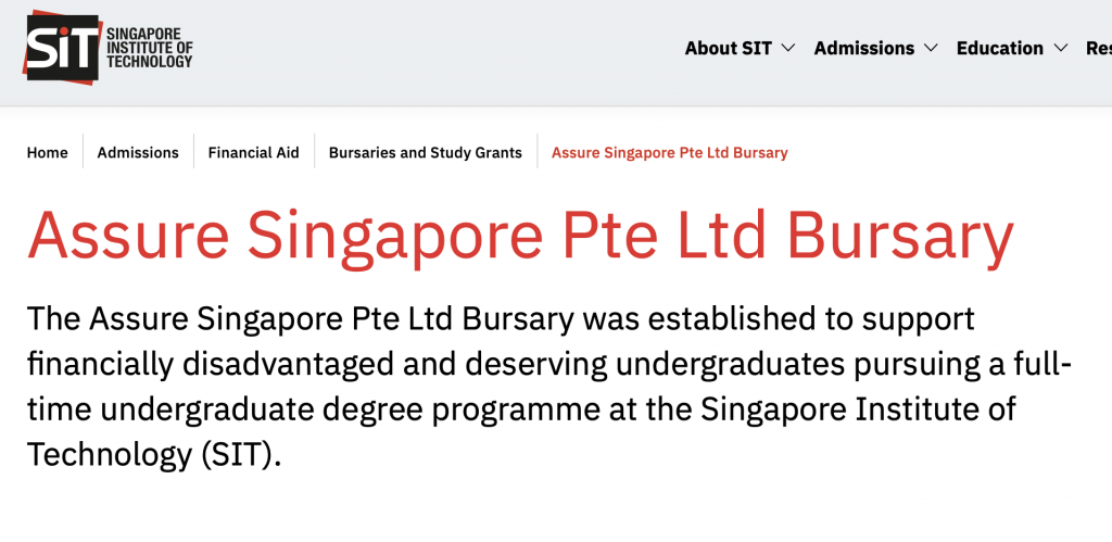 Assure Singapore Pte Ltd Bursary